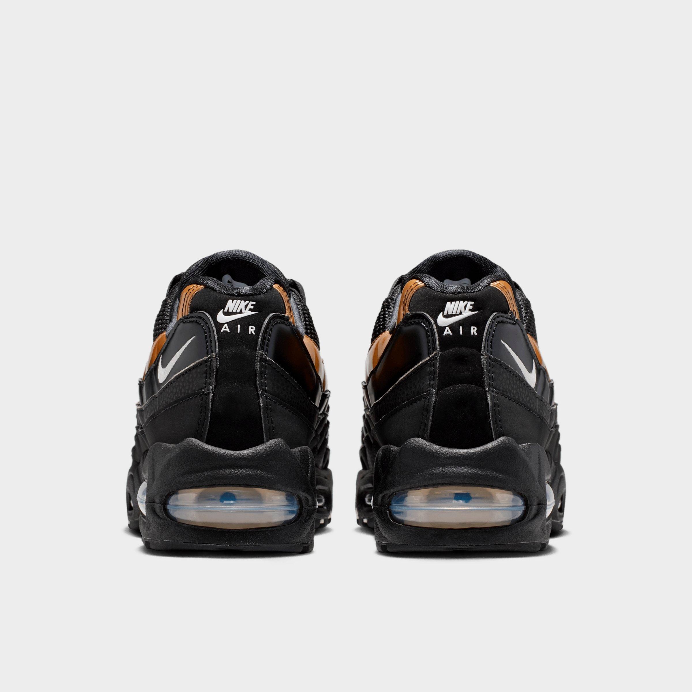 Women's Nithtke Air Max 95 Big Bubble Casual Shoes - Part 1 - Black/Light Charcoal/Metallic Gold/Sail - Back view