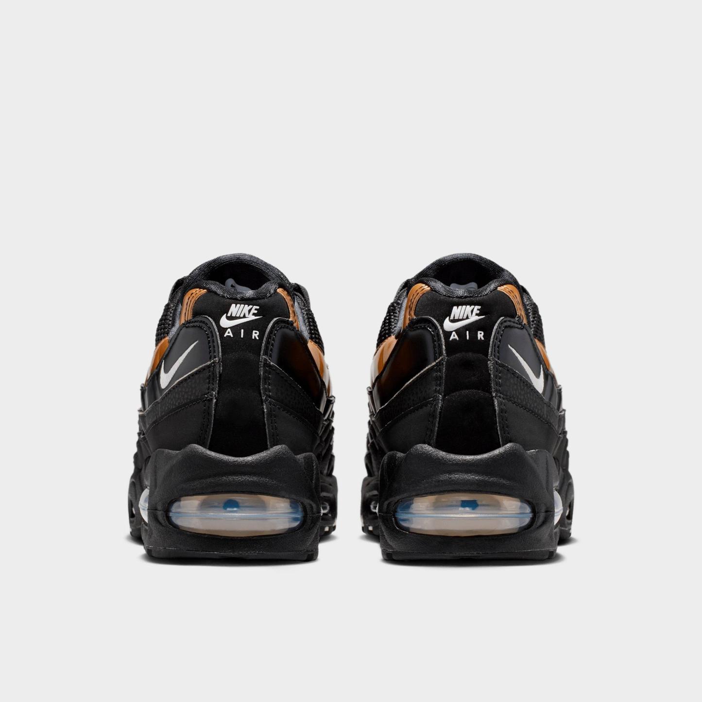Women's Nithtke Air Max 95 Big Bubble Casual Shoes - Part 1 - Black/Light Charcoal/Metallic Gold/Sail - Back view