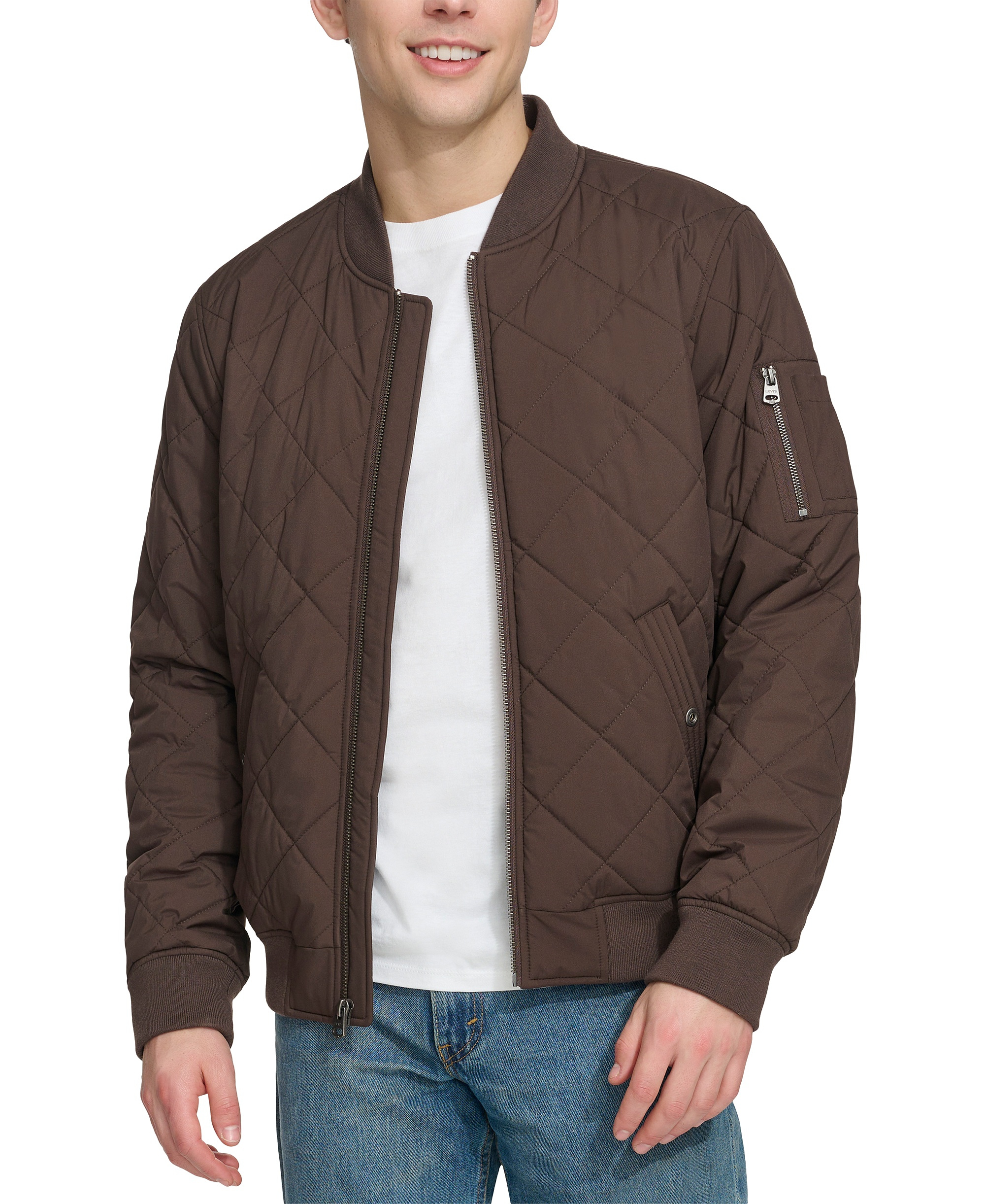 Levi's Men's Quilted Fashion Bomber Jacket - Chocolate Brown