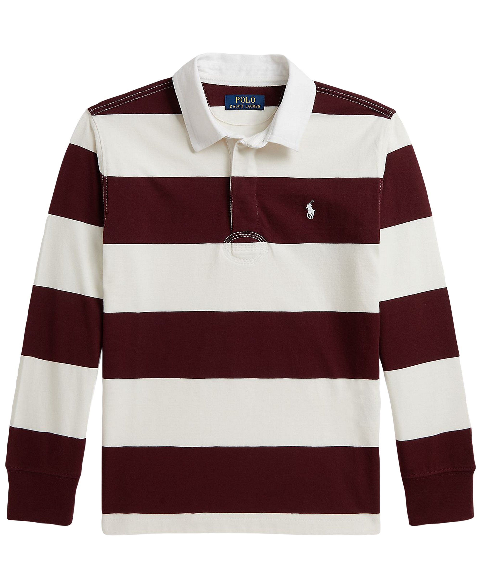 Polo Ralph Lauren Boys' 8-20 Iconic Long-Sleeve Rugby Shirt - Rich Ruby/Nevis