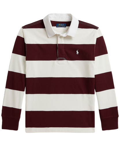 Polo Ralph Lauren Boys' 8-20 Iconic Long-Sleeve Rugby Shirt - Rich Ruby/Nevis