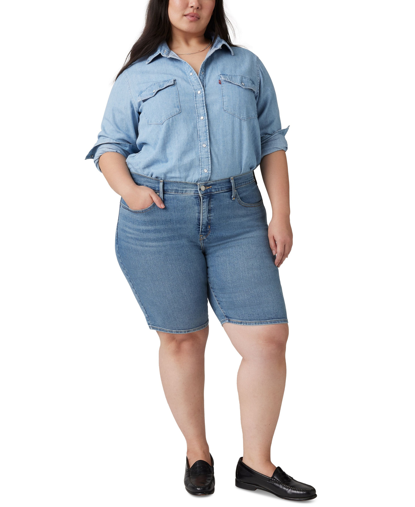 Levi's Women's Mid-Rise Shaping Bermuda Shorts - Camp Denim