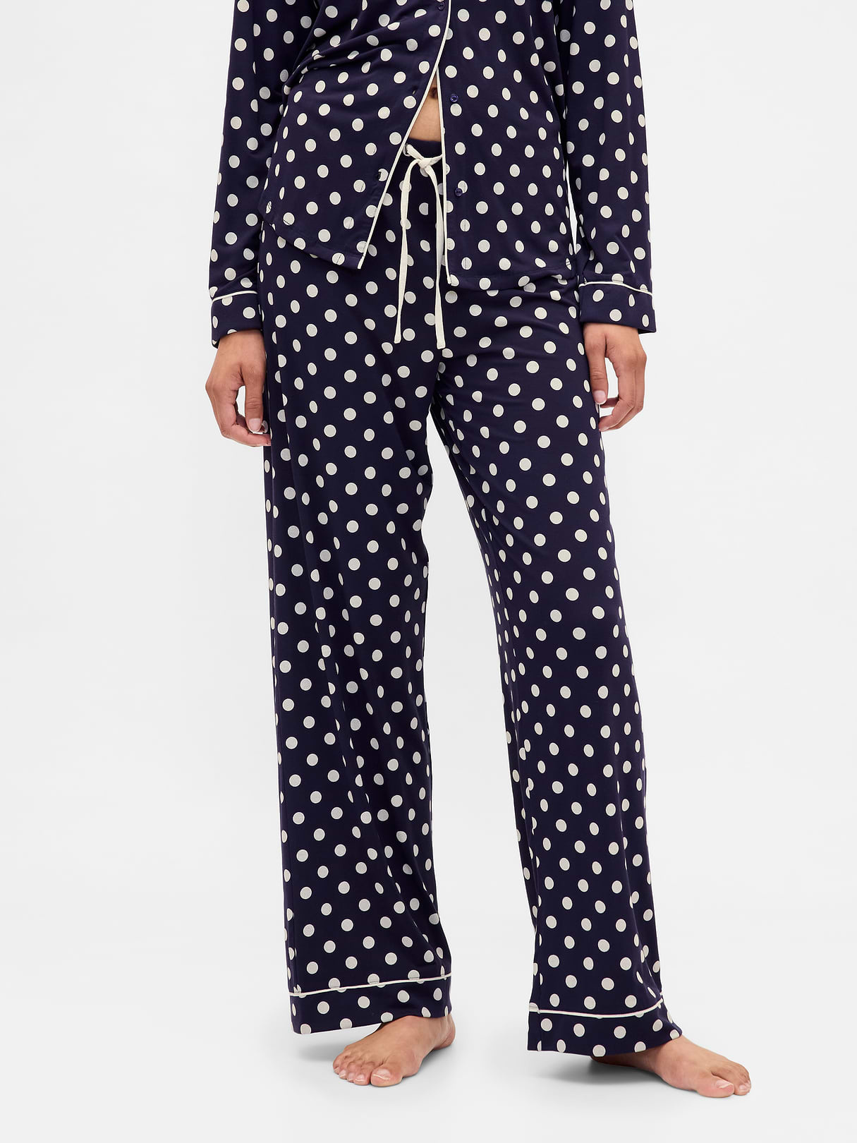 SoftMade Modal PJ Pants - Navy blue & white polka dot