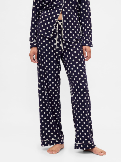 SoftMade Modal PJ Pants - Navy blue & white polka dot