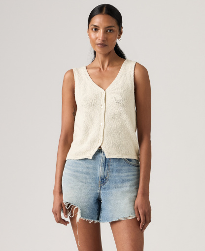 Levi's Premium Women's Sleeveless V-Neck Cotton Vest - Tofu