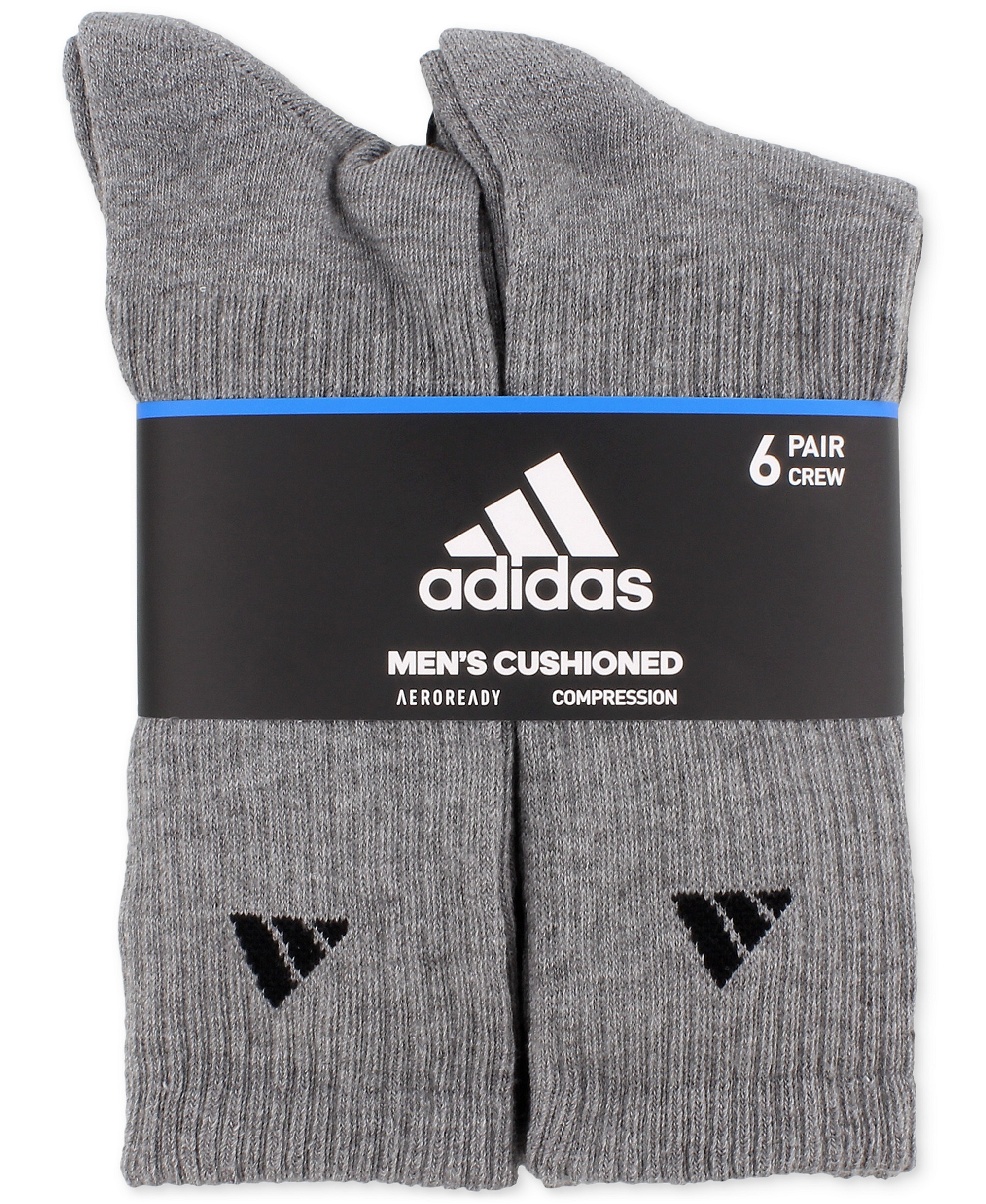 adidas Men's Cushioned Athletic 6-Pack Crew Socks - Medium Grey
