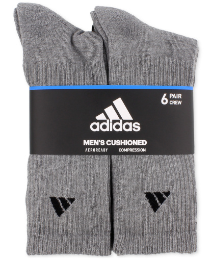 adidas Men's Cushioned Athletic 6-Pack Crew Socks - Medium Grey