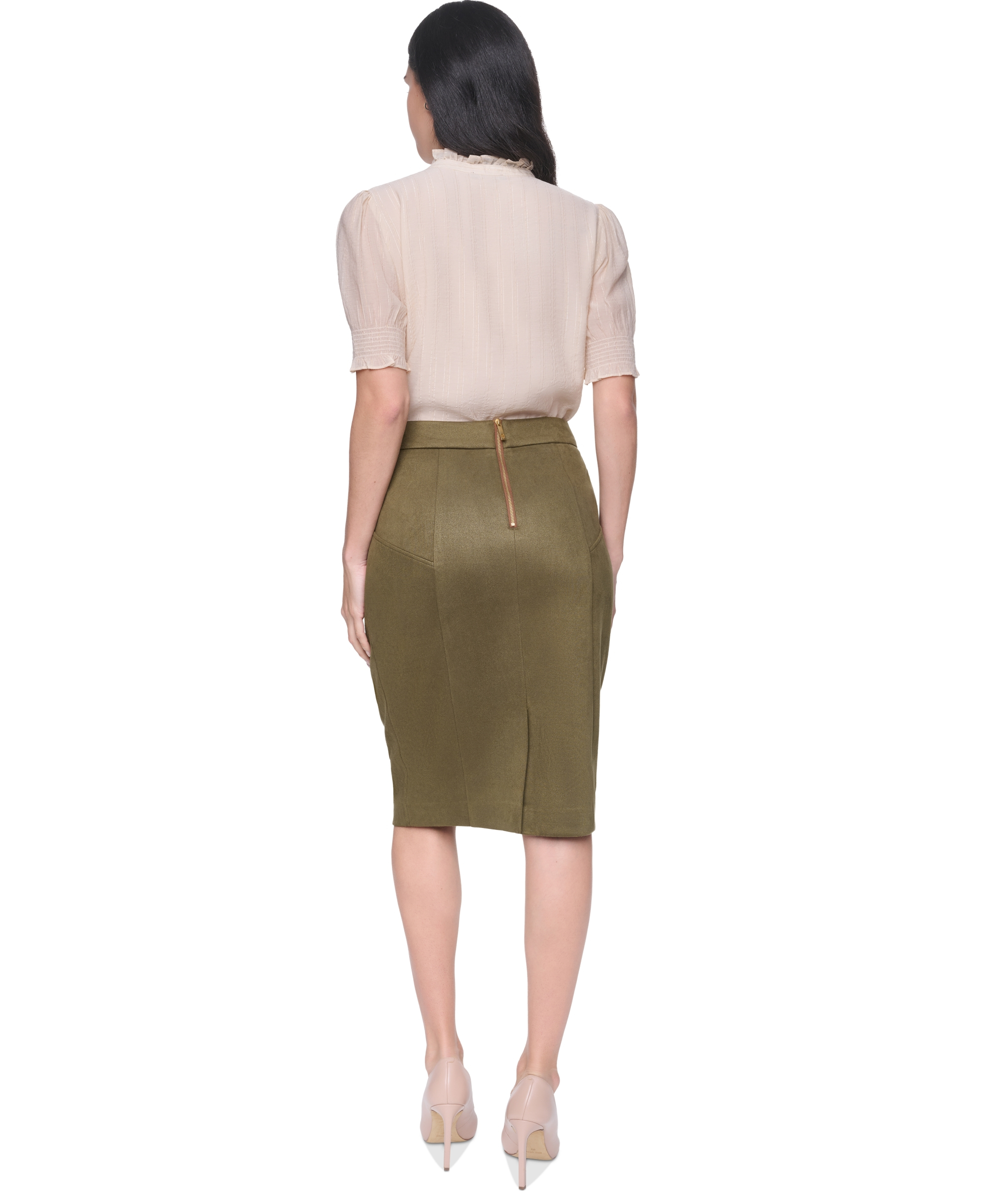 Tommy Hilfiger Women's Mock Neck Short-Sleeve Ruffle Blouse - Nude