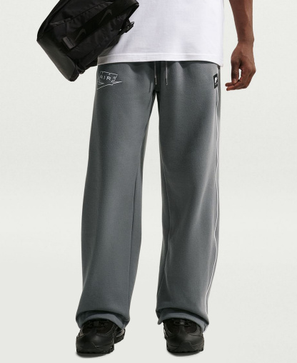 Nike Men's Air Open Hem Fleece Pants - Smoke Gray/White