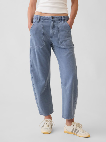 Mid Rise Barrel Utility Ankle Pants - Sargassus blue
