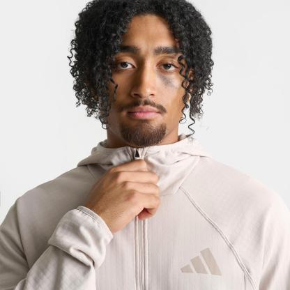 Men's adidas TERREX Xperior Climawarm+ Ventknit Fleece Full-Zip Hooded Jacket - Wonder Alumina