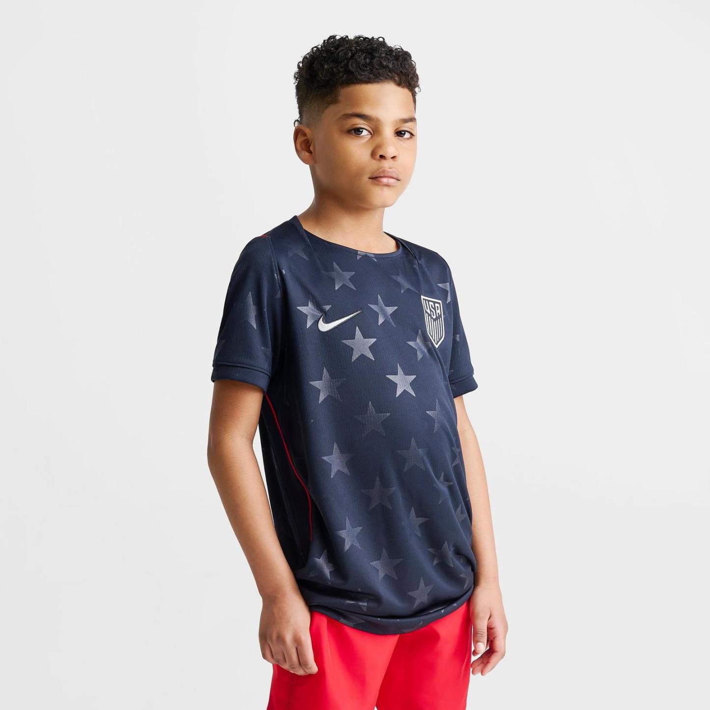 Big Kids' Nike USA 26 Stadium Away Dri-FIT Replica Soccer Jersey - Dark Obsidian/University Red