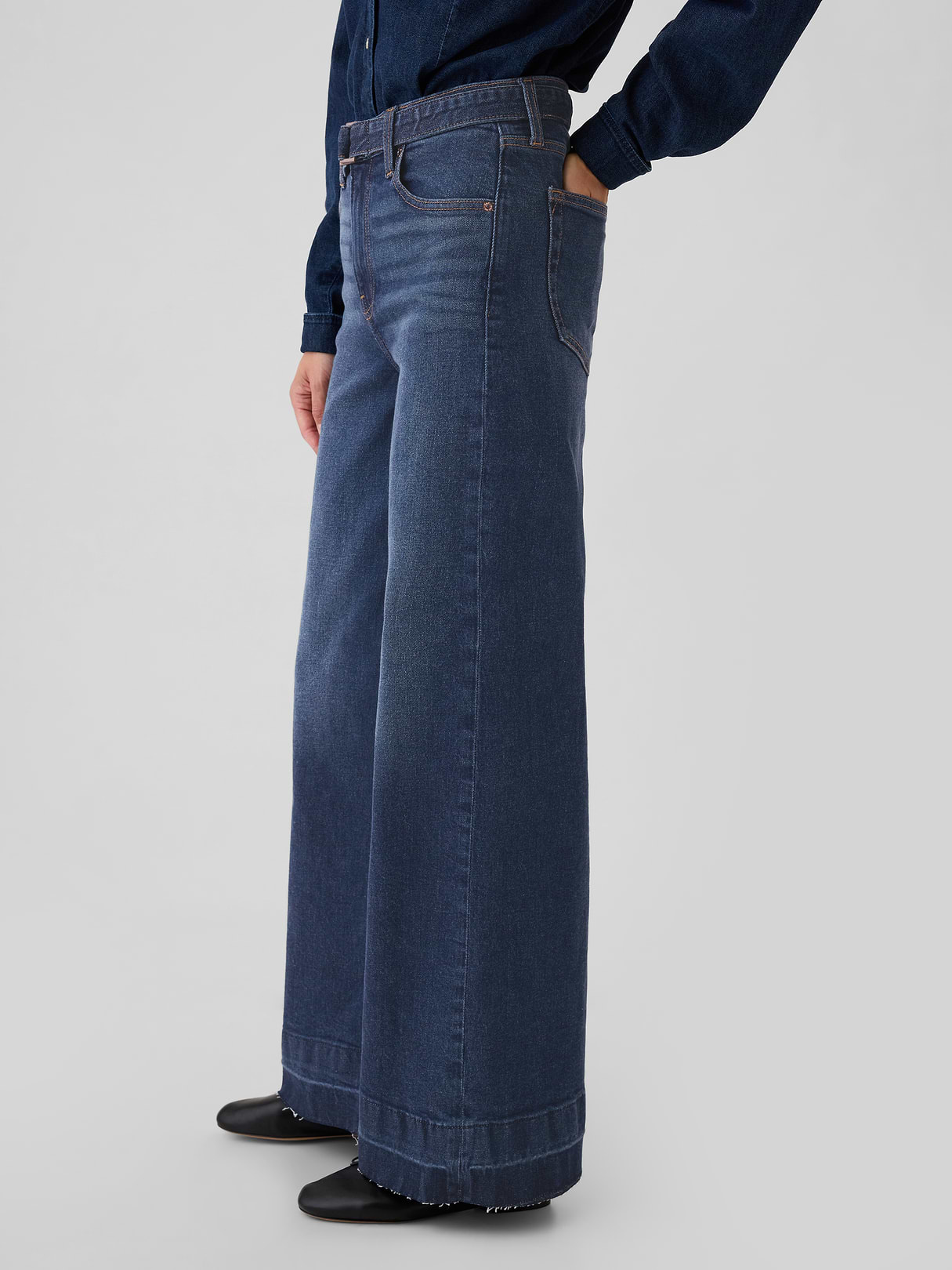 High Rise Stride Wide-Leg Jeans - Dark indigo