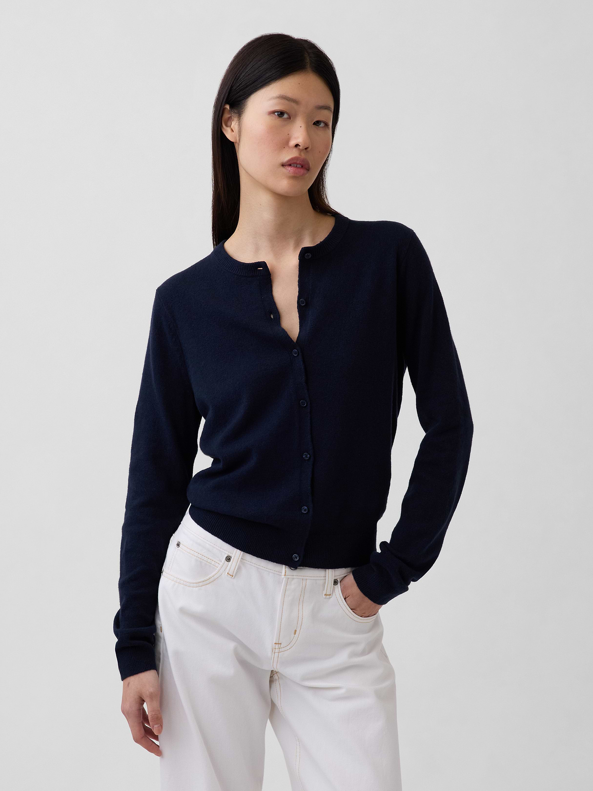 CashSoft Crop Cardigan - New classic navy blue