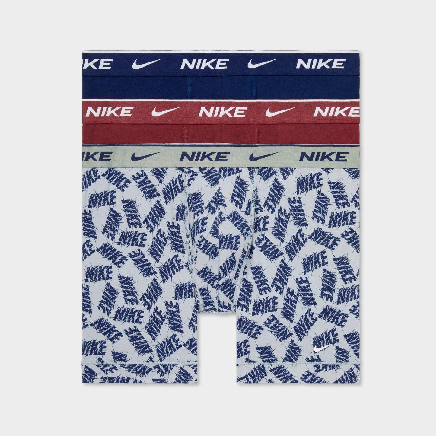 Men's Nithtke Stretch Cotton Boxer Briefs (3-Pack) - Wolf Grey Allover Print/Dark Team Red/Blue