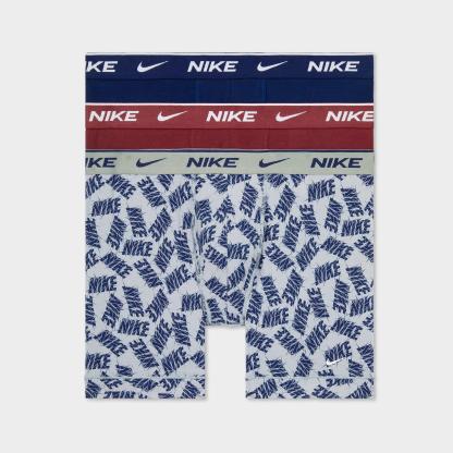 Men's Nithtke Stretch Cotton Boxer Briefs (3-Pack) - Wolf Grey Allover Print/Dark Team Red/Blue