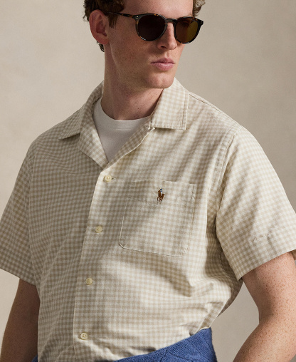 Polo Ralph Lauren Men's Classic-Fit Short-Sleeve Oxford Shirt - Basic Sand White