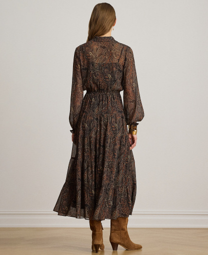 Lauren Ralph Lauren Women's Long-Sleeve Flare Dress - Black Multi