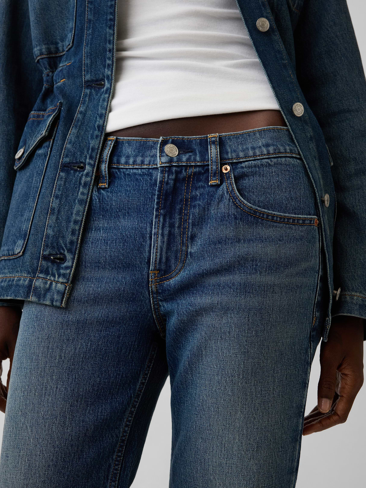 Mid Rise Relaxed Straight Jeans - Dark wash indigo