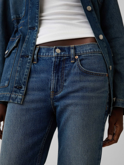 Mid Rise Relaxed Straight Jeans - Dark wash indigo