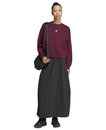 adidas Women's Essentials Crewneck Small-Logo Sweatshirt - Maroon/white