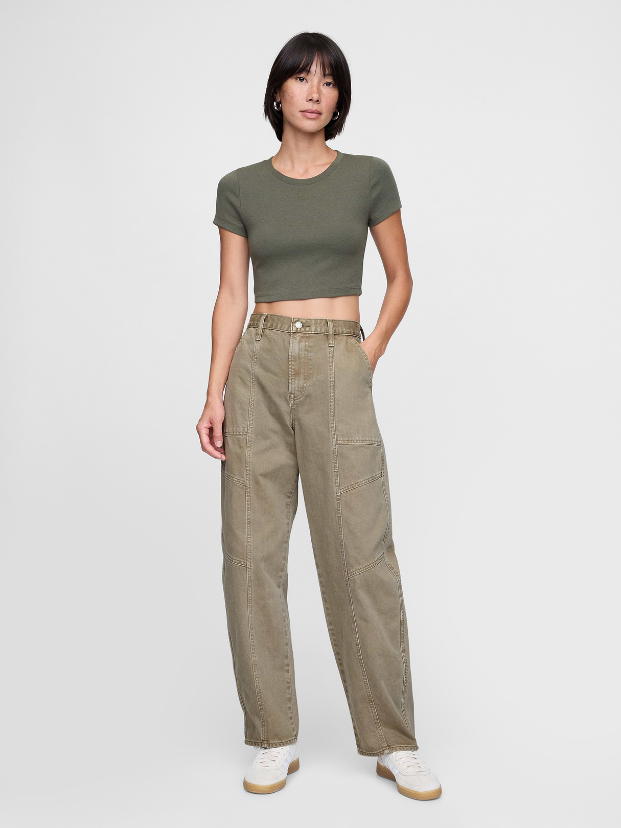 High Rise Barrel Jeans - Flannel taupe beige