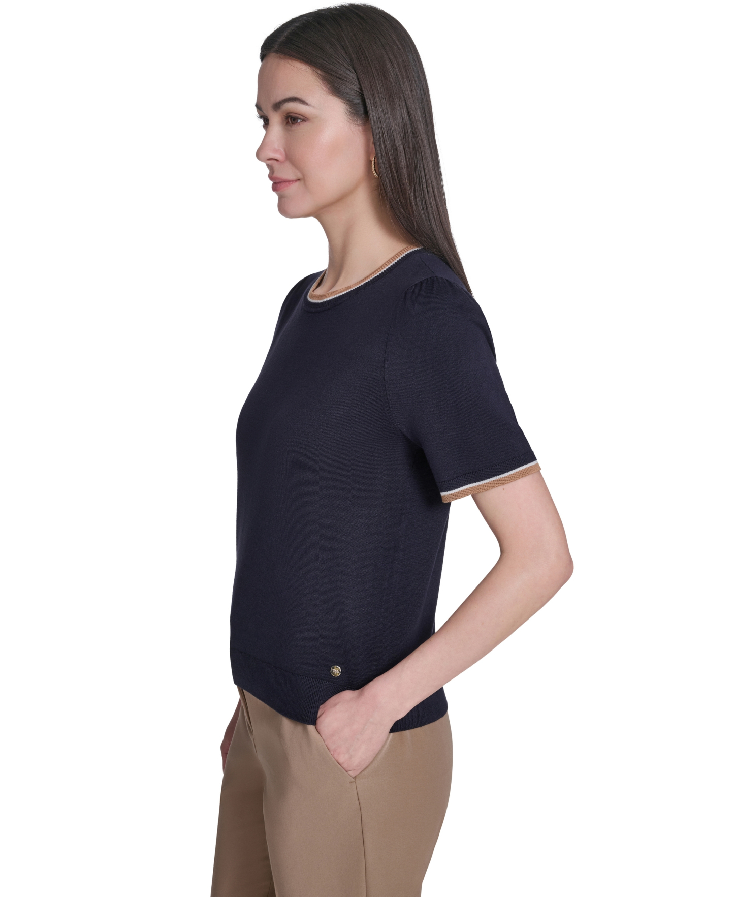 Tommy Hilfiger Women's Short-Sleeve Crewneck Sweater - Midnight Multi