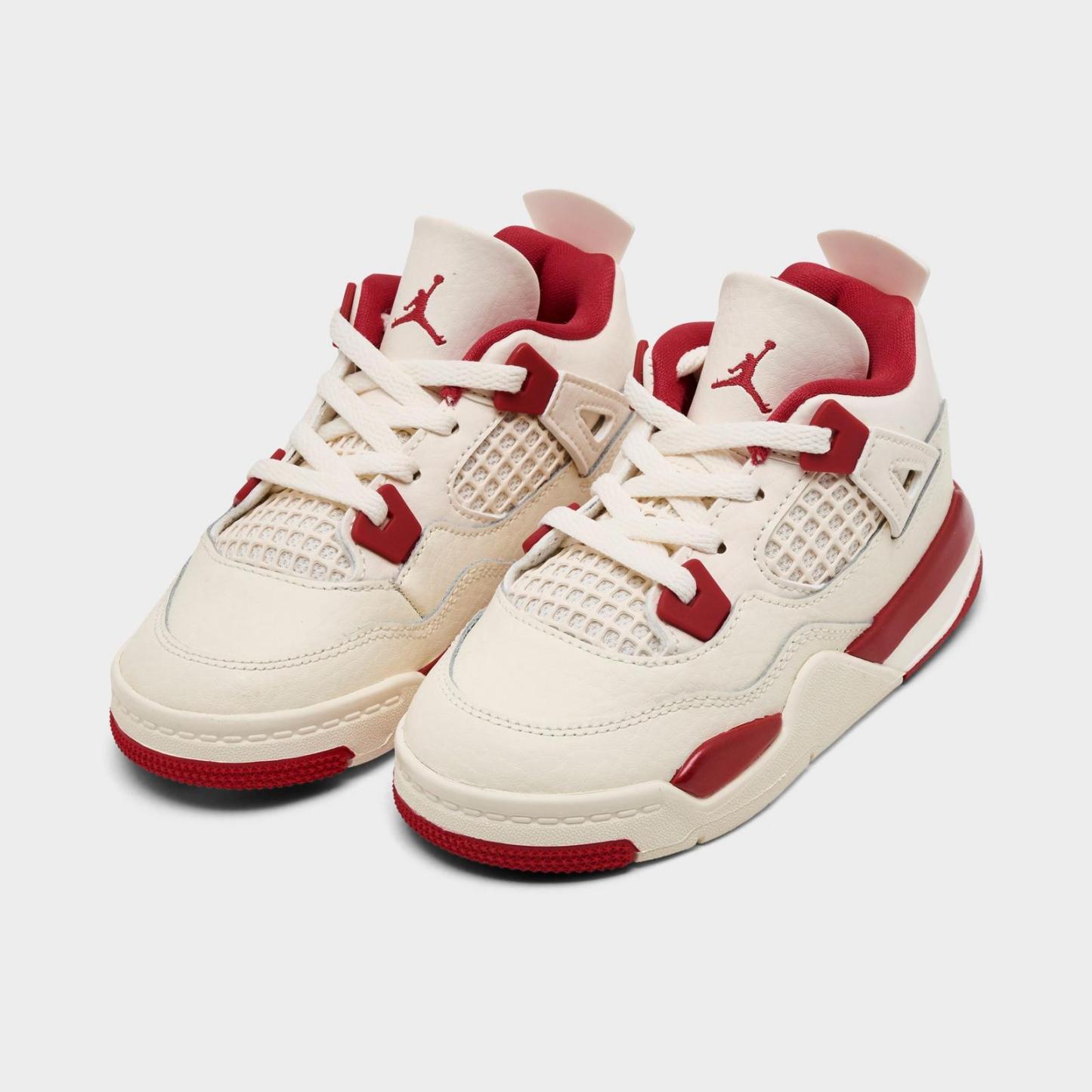 Kids' Toddler Air Jordan Retro 4 Basketball Shoes - Pale Ivory/Sierra Red/Tough Red - view 2