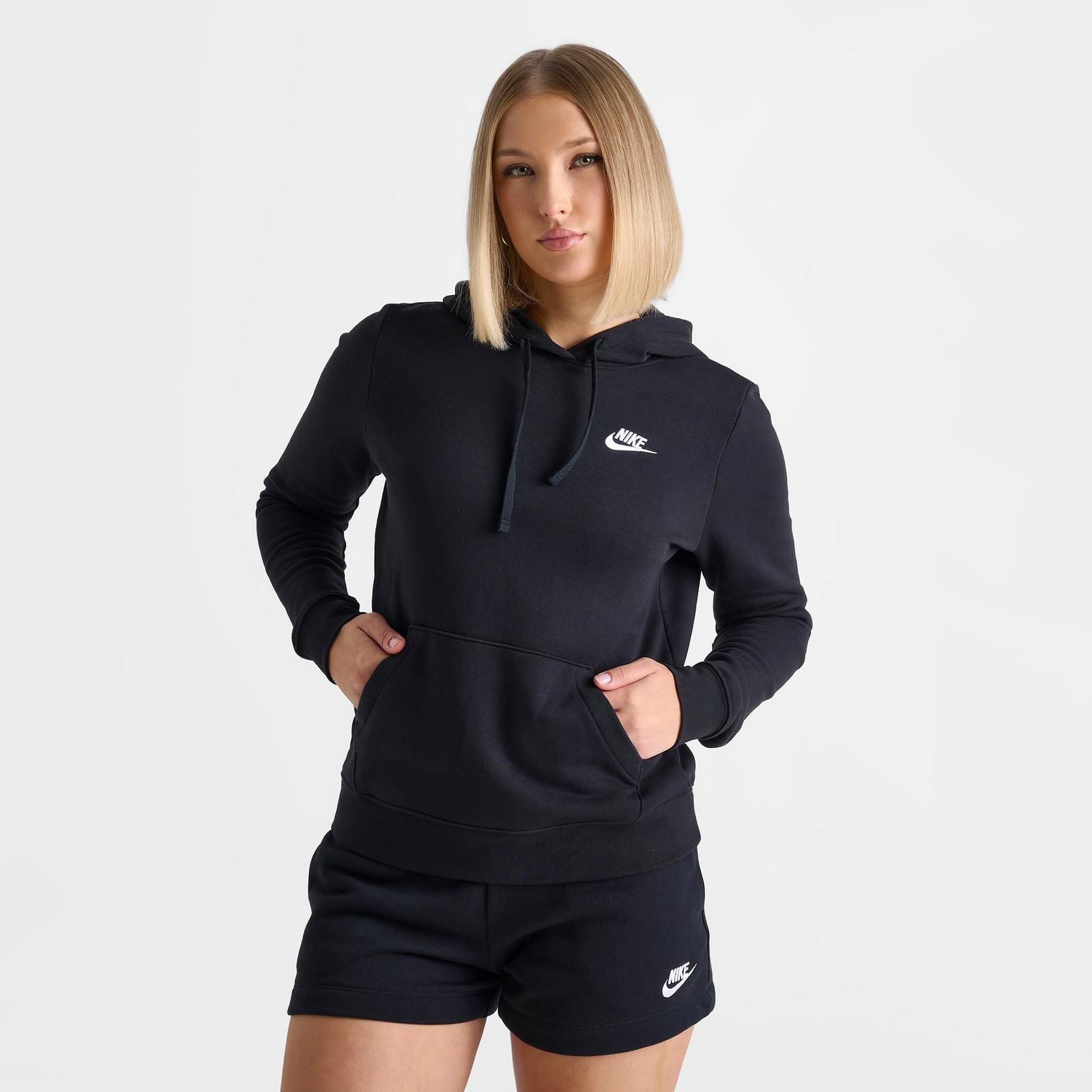 Women's Nike Sportswear Club Fleece Pullover Hoodie - Black/White