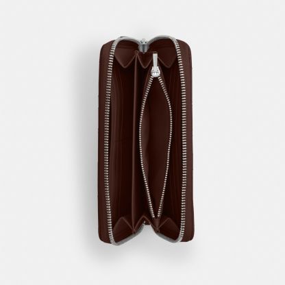 Long Zip Around Wallet With Quilting - Silver/Maple - view 4