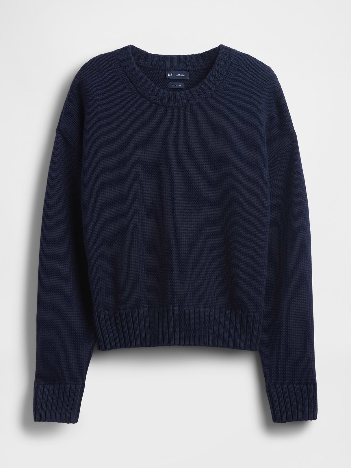 100% Cotton Oversized Crop Sweater - Navy blue
