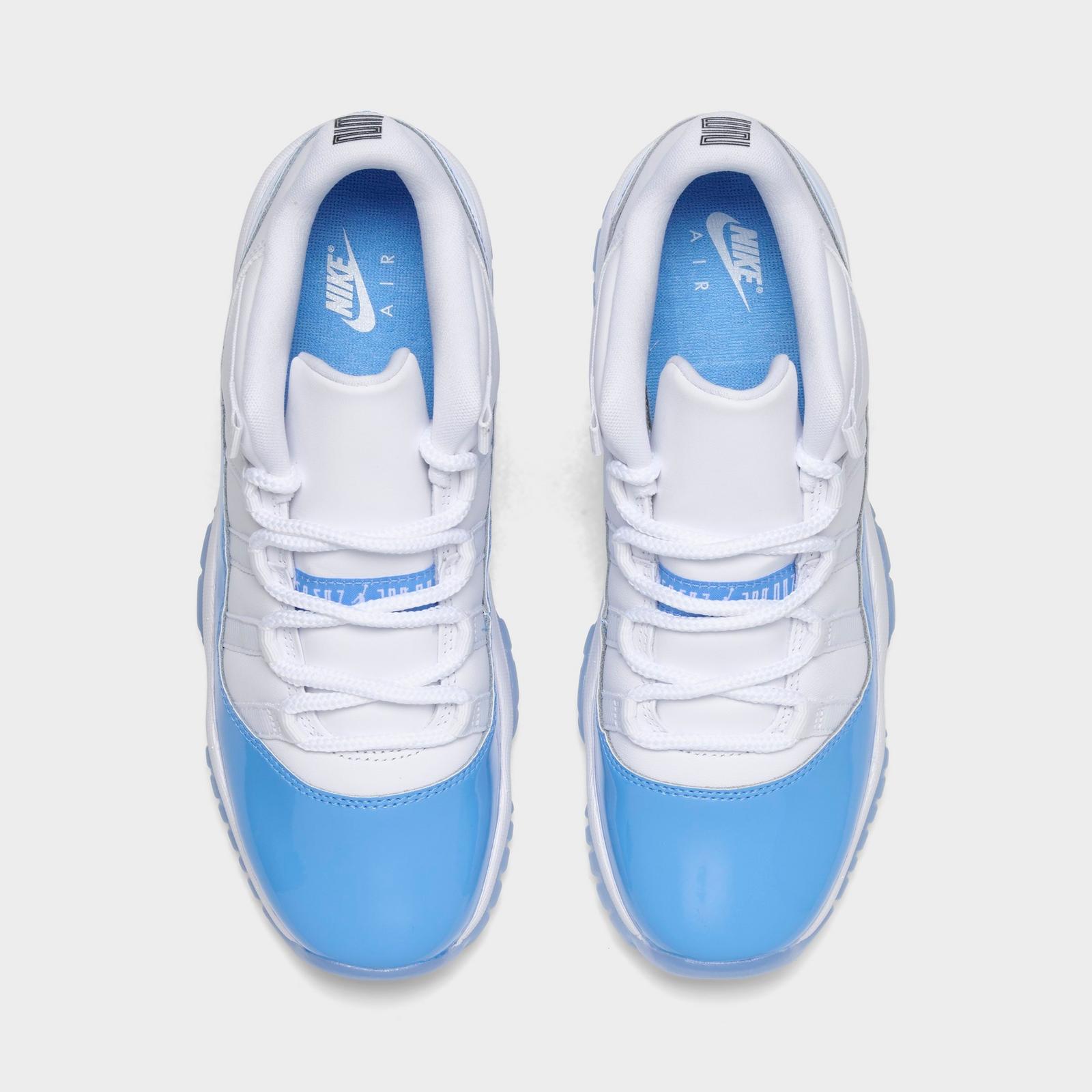 Big Kids' Air Jordan Retro 11 Low Basketball Shoes - White/University Blue/Black - Left shoe facing left. Outside of the shoe. - view 5