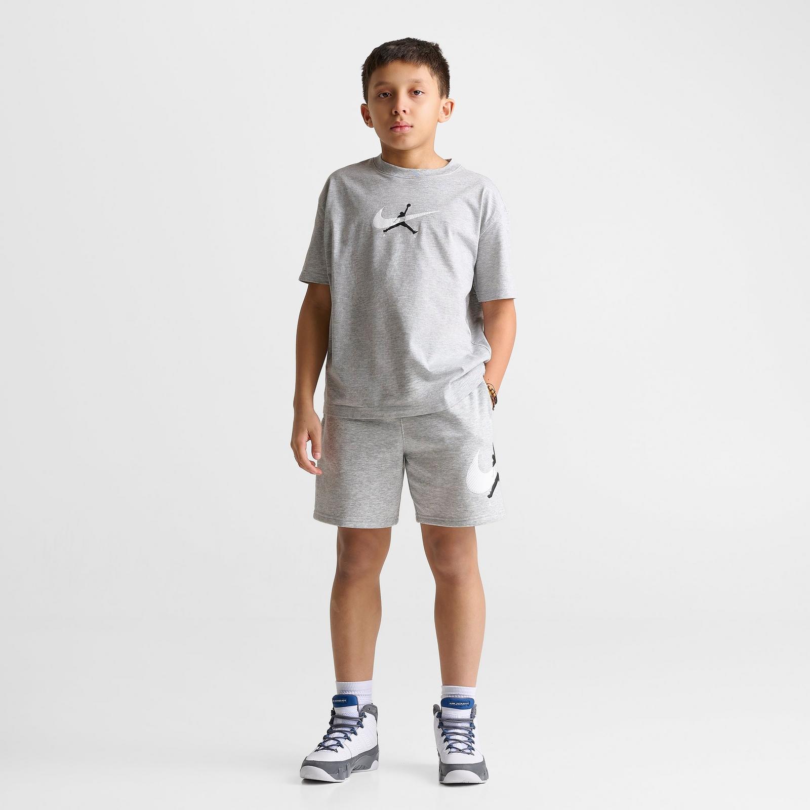 Big Kids' Air Jordan Swoosh Fleece Shorts - Light Gray Heather - view 2