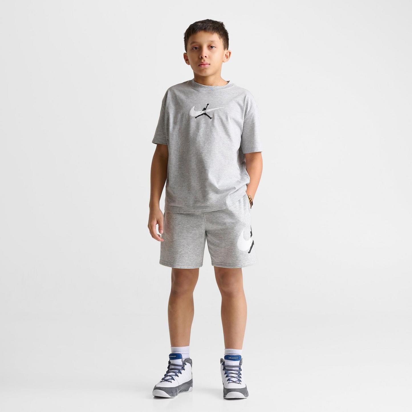 Big Kids' Air Jordan Swoosh Fleece Shorts - Light Gray Heather - view 2