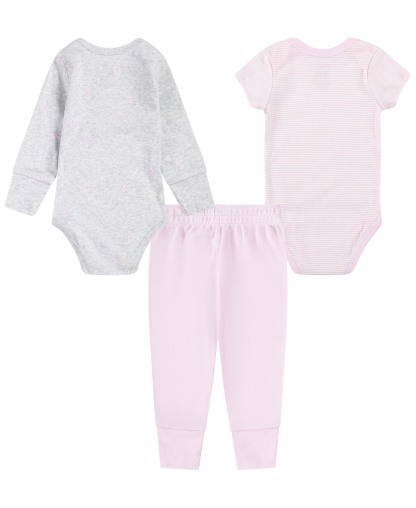 Nike Baby Boys' and Girls' Crewneck Bodysuits and Pants, 3-Piece Set - Gray/Pink