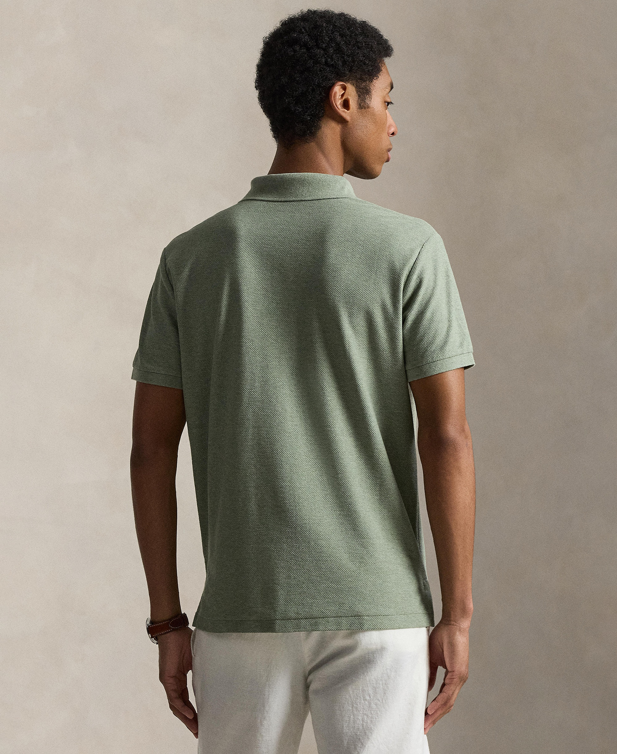 Polo Ralph Lauren Men's Custom Slim-Fit Honeycomb-Mesh Polo Shirt - Greenery Heather
