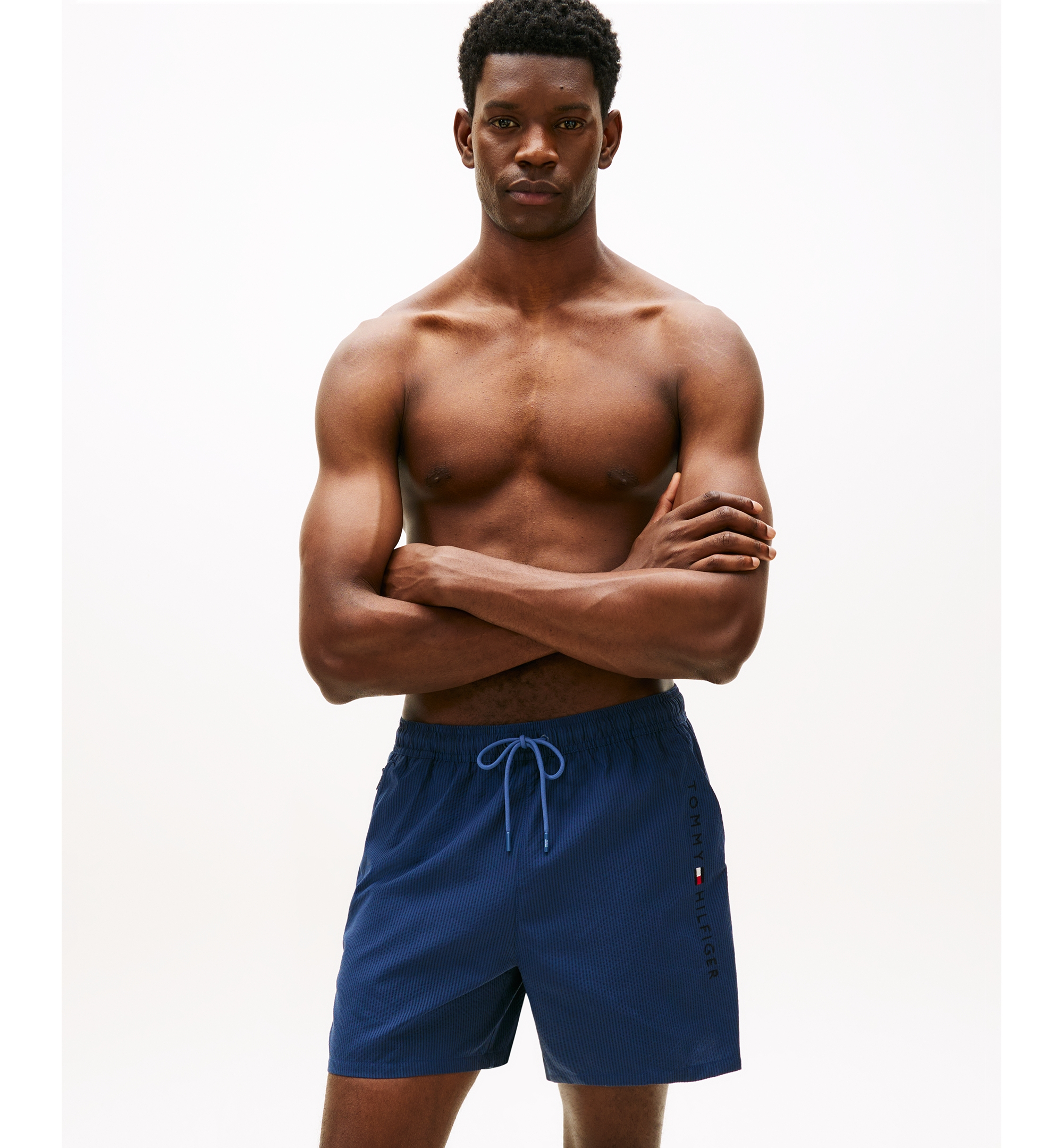 Tommy Hilfiger Men's Drawstring Zip Pocket Swim Trunks - Aegean Sea