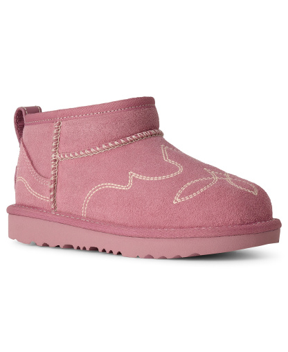 UGG® Kids Classic Ultra Mini Western Round Toe Booties - Dusty Orchid