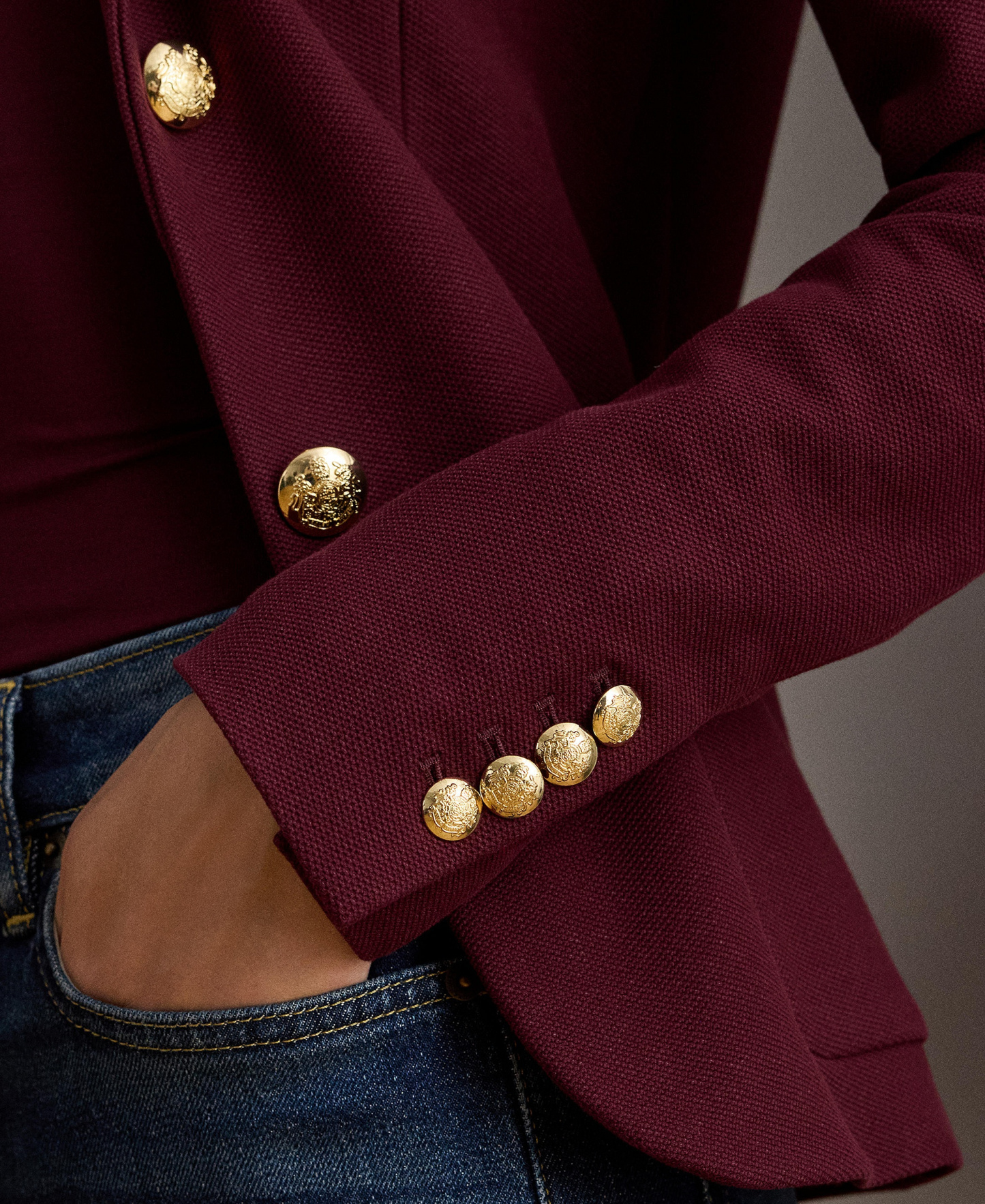 Lauren Ralph Lauren Bullion Jacquard Blazer - Dark Garnet