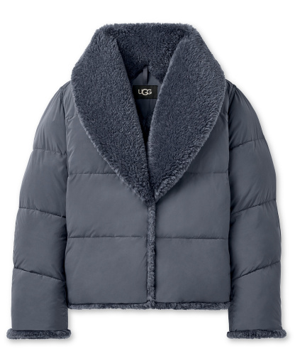 UGG Women's Wylda Oversized-Fit Shawl Collar Puffer Jacket - Eve Blue