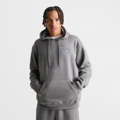 Men's New Balance Puffed Fleece Pullover Hoodie - Grey/Blue - view 3