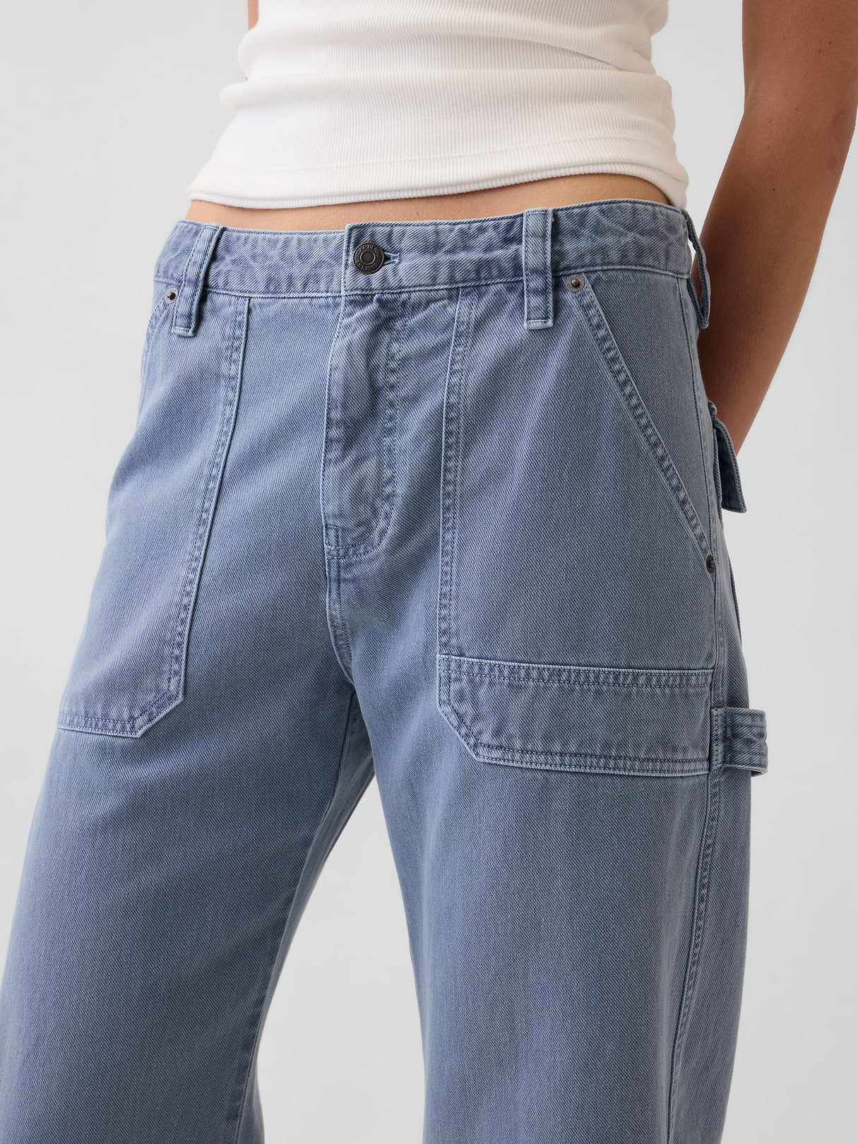 Mid Rise Barrel Utility Ankle Pants - Sargassus blue