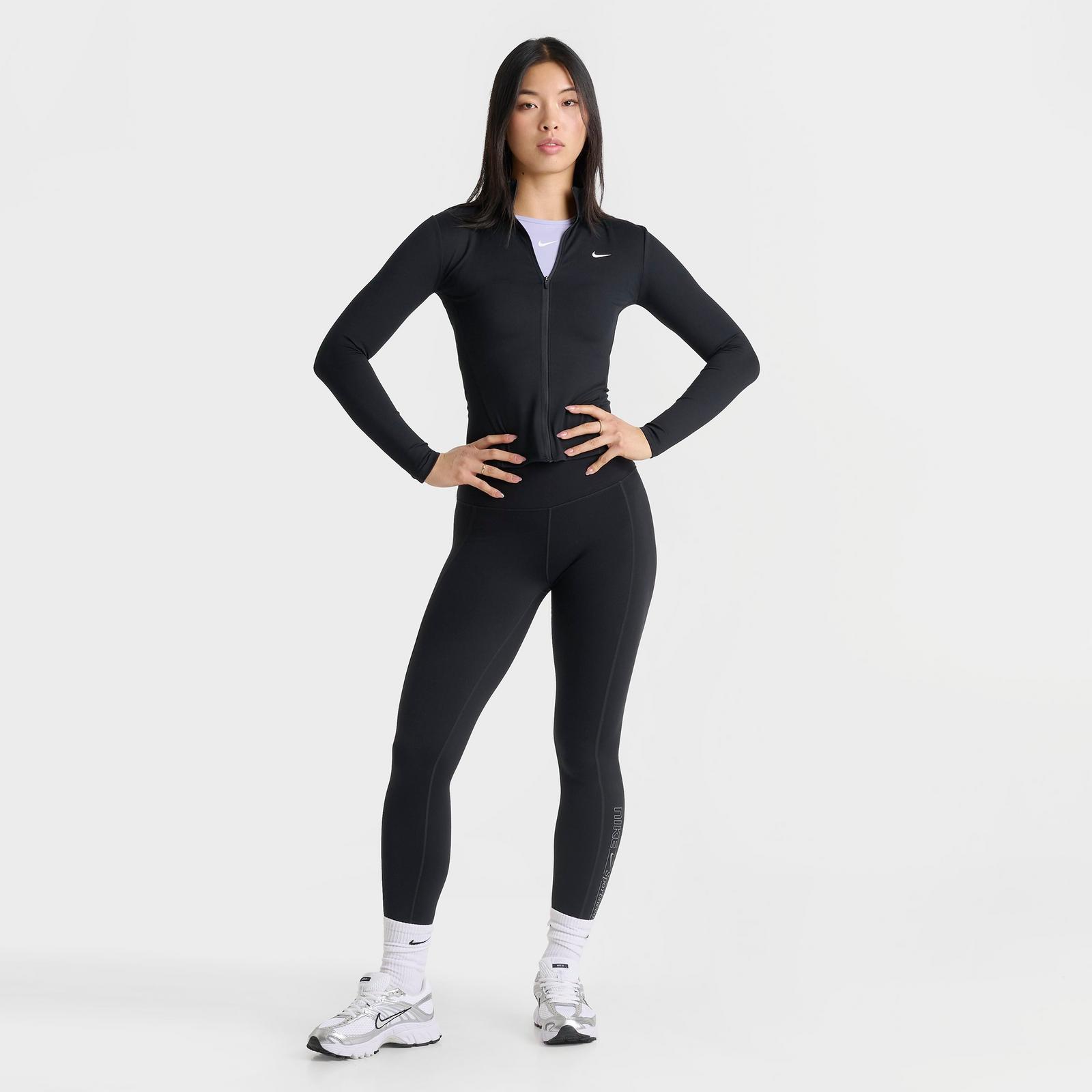 Women's Nike One Dri-FIT Fitted Full-Zip Jacket - Black/White