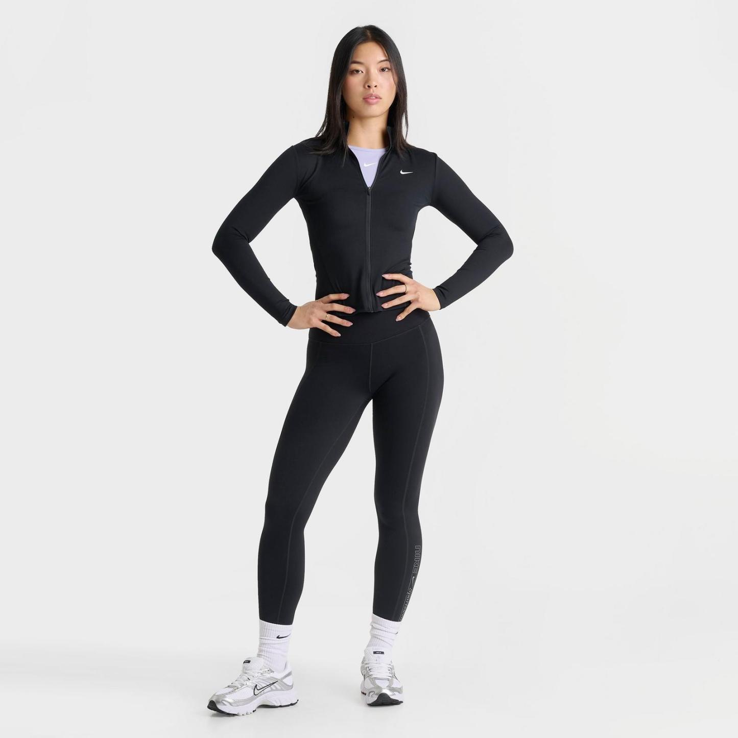 Women's Nike One Dri-FIT Fitted Full-Zip Jacket - Black/White