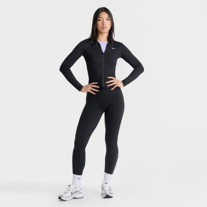 Women's Nike One Dri-FIT Fitted Full-Zip Jacket - Black/White