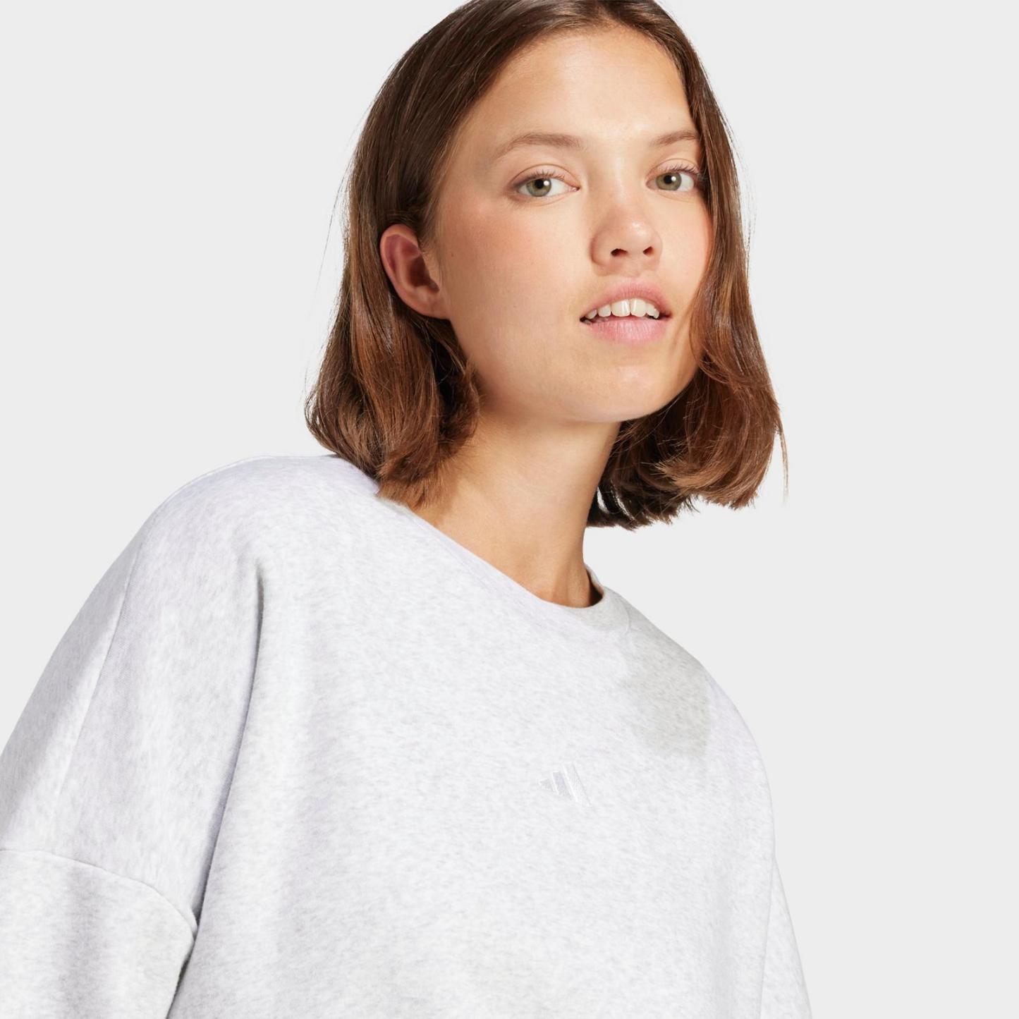 Women's adidas Sportswear Essentials Small Logo Feel Cozy Sweatshirt - Light Grey Heather/White - view 3