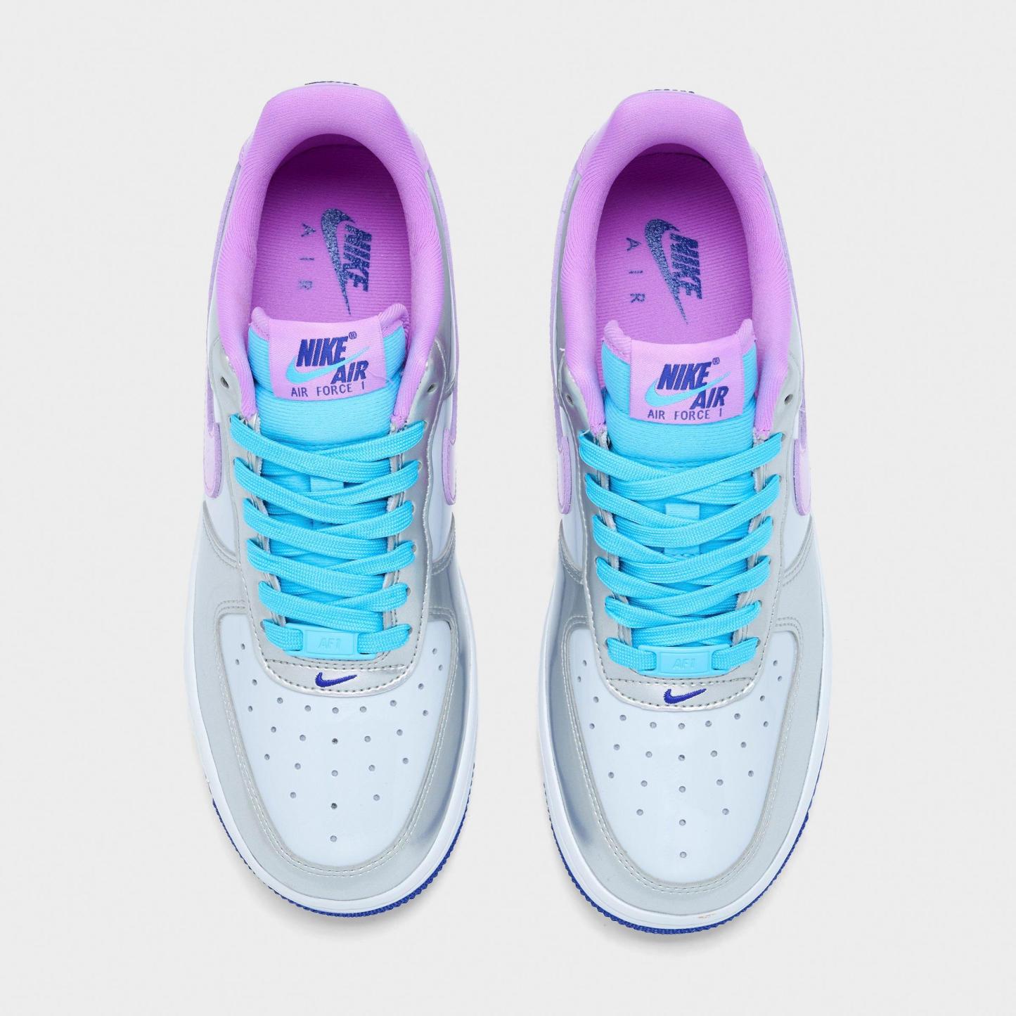 Women's Nithtke Air Force 1 '07 "WNBA All-Star Weekend" Casual Shoes - Chrome/Fuschia Flow/Pure Platinum - Top view