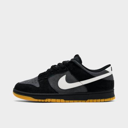 Men's Nithtke Dunk Low Retro SE Casual Shoes - Black/Grey/Gum - Left shoe facing left. Outside of the shoe.
