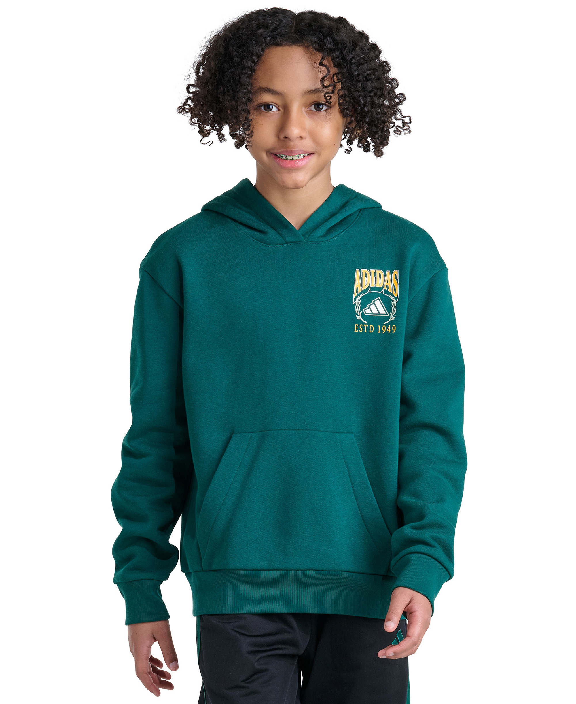 adidas Boys' 8-20 Long-Sleeve Graphic Hoodie - Collegiate Green