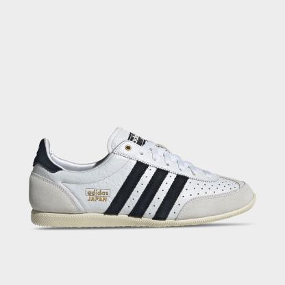 Women's adidas Originals Japan Casual Shoes - Part 3 - Cloud White/Core Black/Gold Metallic - Left shoe facing left. Outside of the shoe.